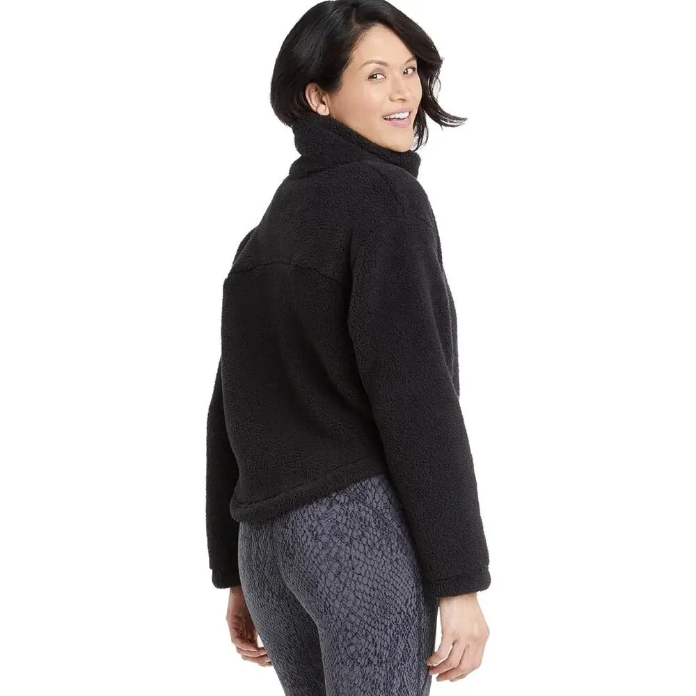 All in Motion‎ Cozy Cowl Neck Pullover Women XXL Black NEW Sherpa Fleece Pocket